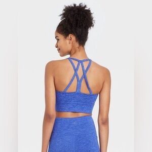 Joy lab dazzling heathered blue strappy longline padded bra cobalt